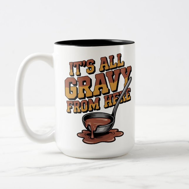 Funny Gravy Thanksgiving  - Retro Foodie Tee Två-Tonad Mugg (Vänster)