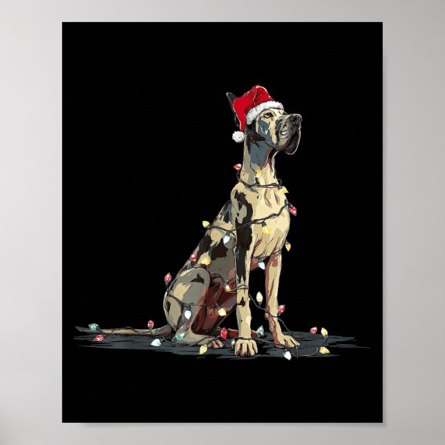 Funny Great Dane Christmas Graphics Dog Lights Lov Poster (Framsidan)