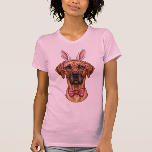 Funny Great Dane Easter Bunny Ears Pink Glasses Do T Shirt (Framsida)