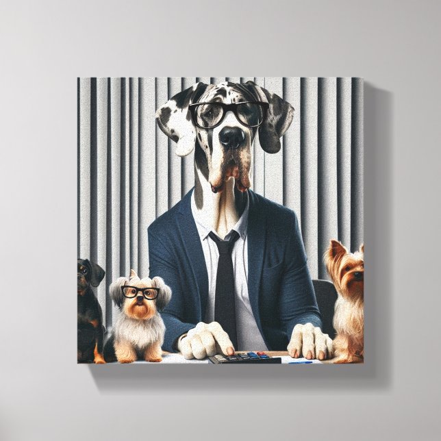 Funny Great dane Mantle-arbetsrevisor Canvastryck (Framsida)