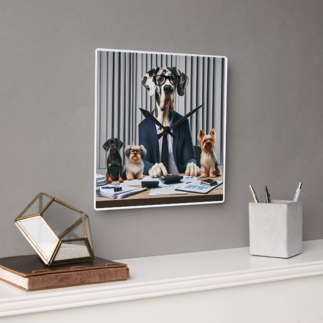 Funny Great dane Mantle-arbetsrevisor Fyrkantig Klocka (Kontor)