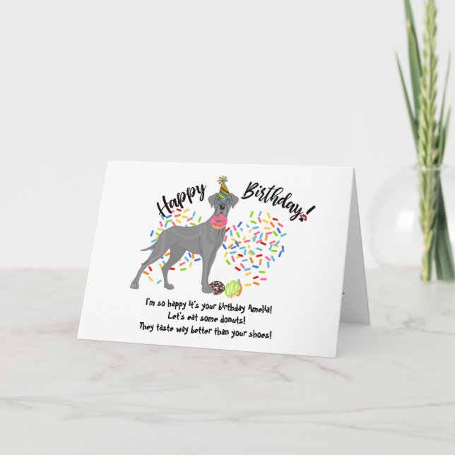 Funny Great dane Pet Hund Birthday Card Inbjudan (Framsida)