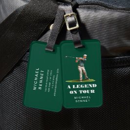 Funny Green Golfer Sport Bagagebricka