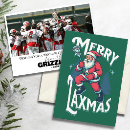 Funny Green Merry Laxmas Lacrosse Team Christmas Julkort