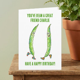 Funny Green Runner Bean Best Friend Birthday Kort