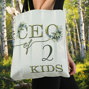 Funny Greenery Watercolor Mamma Tote Bag Tygkasse