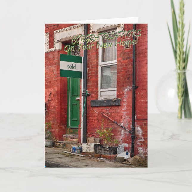 Funny greetings card moving home kort (Framsida)