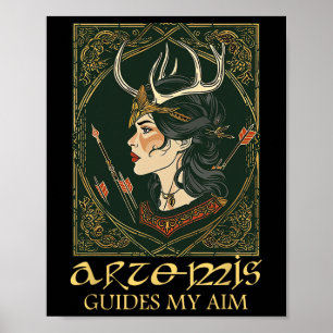 Funny grekisk gudinna Artemis Hjort Hunting Mythol Poster