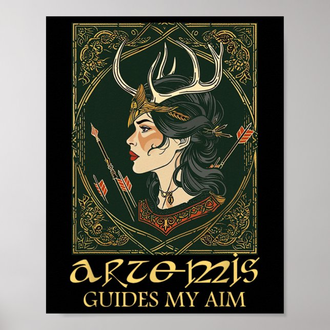 Funny grekisk gudinna Artemis Hjort Hunting Mythol Poster (Framsidan)
