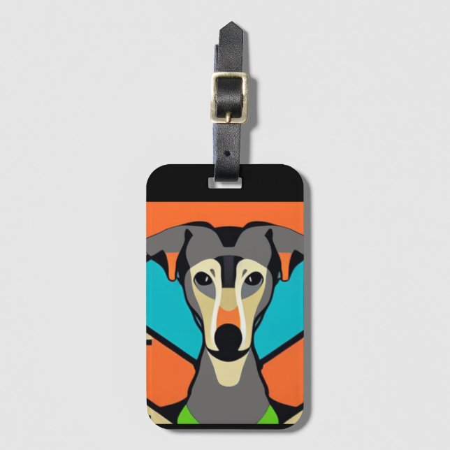 Funny Greyhound Abstrakt Art Bagagebricka (Framsida vertikal)
