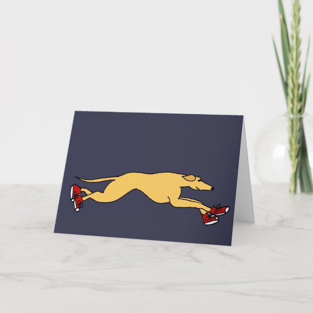 Funny Greyhound Hund Runin Red Sneakers Art Kort (Framsida)