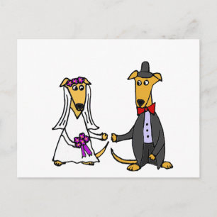 Funny Greyhound Hundar Bride and Groom Vykort