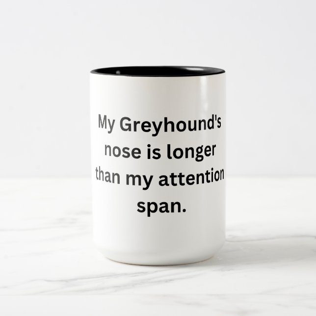 Funny Greyhound Mugg - Long Nose, Kort Attention (Center)