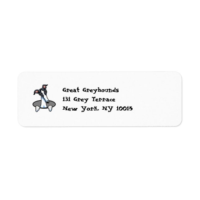 Funny Greyhound-textavsnitt Returadress Etikett (Framsidan)