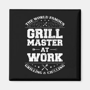Funny Grill Master Bbq Chef Smoked Kött Älskare Gi Magnet