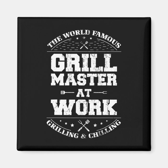 Funny Grill Master Bbq Chef Smoked Kött Älskare Gi Magnet (Framsidan)