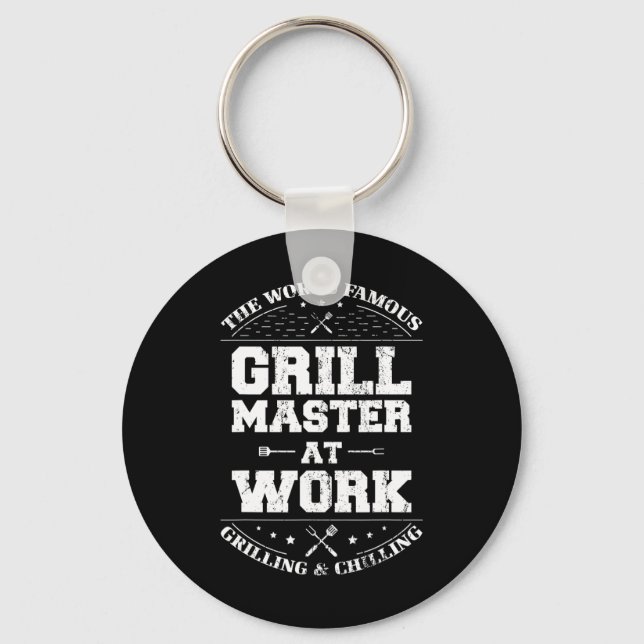 Funny Grill Master Bbq Chef Smoked Kött Älskare Gi Nyckelring (Framsida)