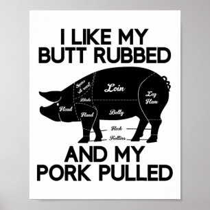 Funny Grilling Bbq Gris Rub Byrbecue Älskare Gifts Poster