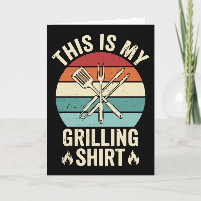 Funny Grilling Quote Retro Sunset BBQ Cookout Kort (Framsida)