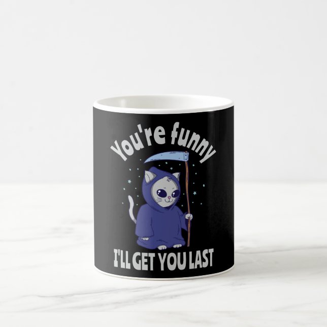 Funny Grim Reaper Cat Halloween Costume Kaffemugg (Center)