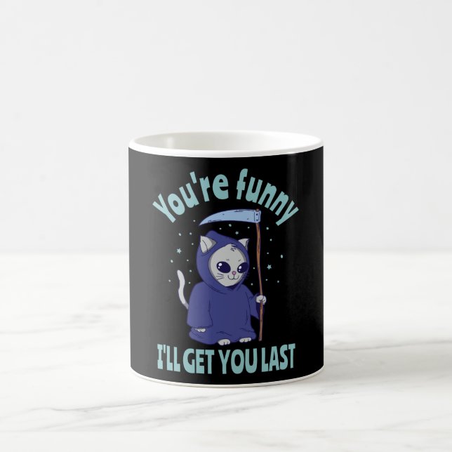 Funny Grim Reaper Cat Halloween Costume Kaffemugg (Center)