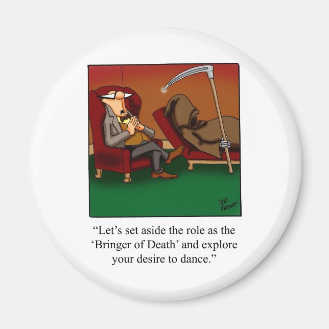 Funny Grim Reaper Dance Tecknad Magnet (Framsidan)