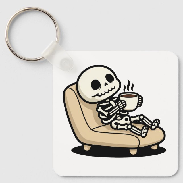 Funny Grim Reaper Drinking Coffee | "Dead Inside"  Nyckelring (Framsida)