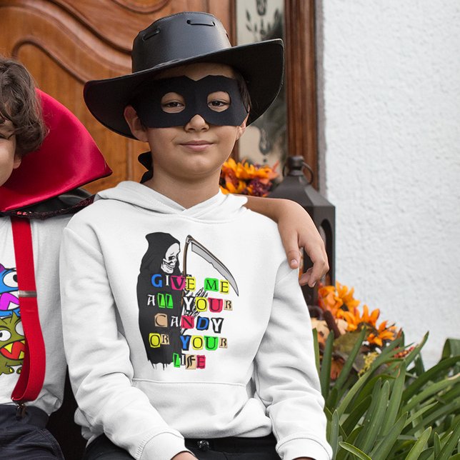 Funny Grim Reaper Ge Me Candy Typography Barn T Shirt (Funny Grim Reaper Give Me Candy Typography Kid's Hoodie)