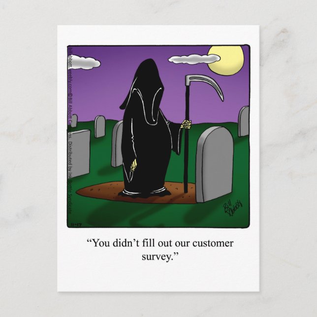 Funny Grim Reaper Humor Postcard Vykort (Framsida)