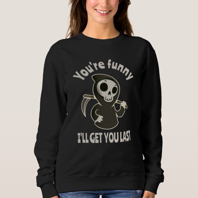 Funny Grim Reaper Skeleton Halloween Costume T Shirt (Framsida)