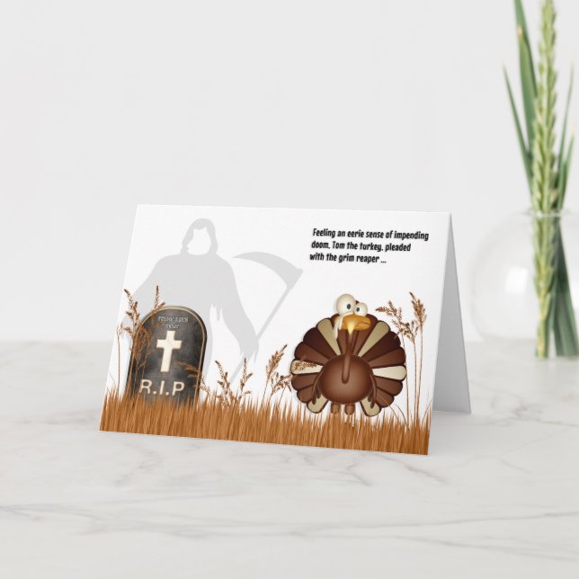 Funny Grim Reaper Tom the Turkey Thanksgiving Helgkort (Framsida)