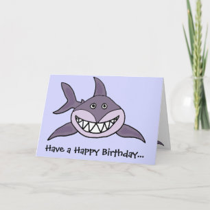 Funny Grinning Grått Shark Tecknad Kort