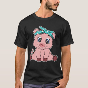 Funny Gris Bandana Cute Little Piggy älskare Gift T Shirt