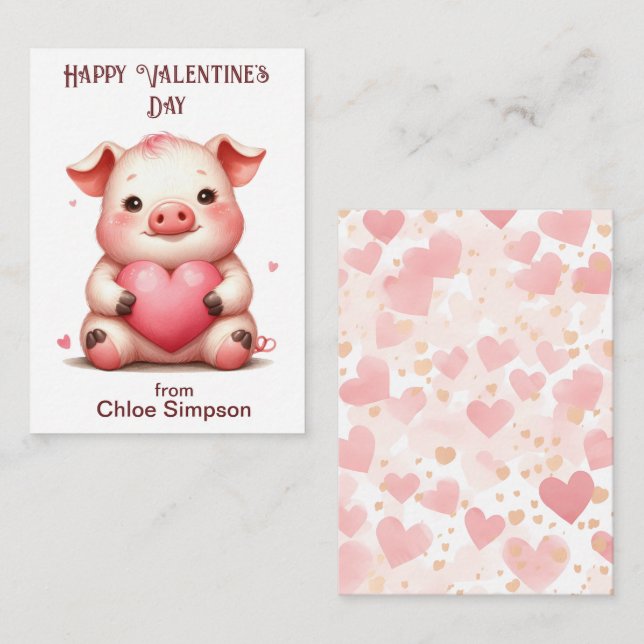 Funny Gris Barn Valentine Classroom Party Anteckningskort (Fram/baksida)