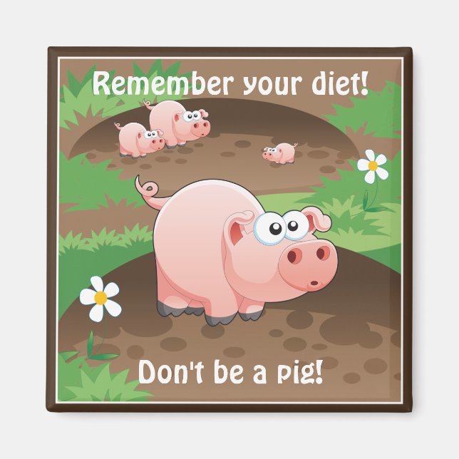Funny Gris Diet Reminder Magnet (Framsidan)