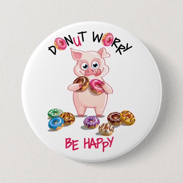 Funny Gris Donut Pun Button Knapp (Framsida)