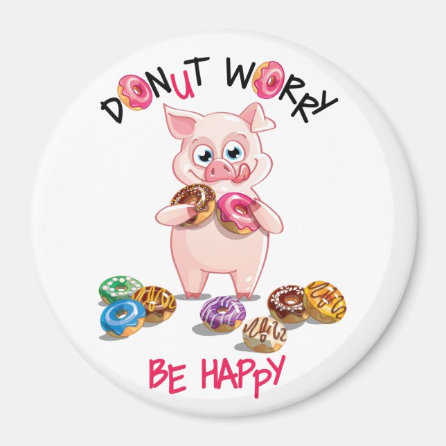 Funny Gris Donut Pun Magnet (Framsidan)