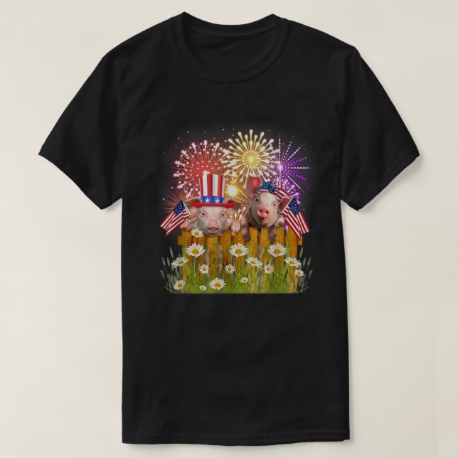 Funny Gris Fireworks USA flagga Top hat Lycklig Me T Shirt (Design framsida)