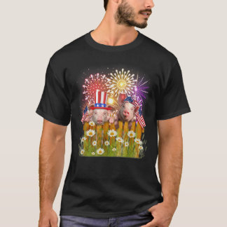 Funny Gris Fireworks USA flagga Top hat Lycklig Me T Shirt