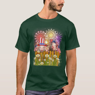 Funny Gris Fireworks USA flagga Top hat Lycklig Me T Shirt