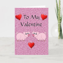 Funny Gris Hogs och Kisses Valentindagskort