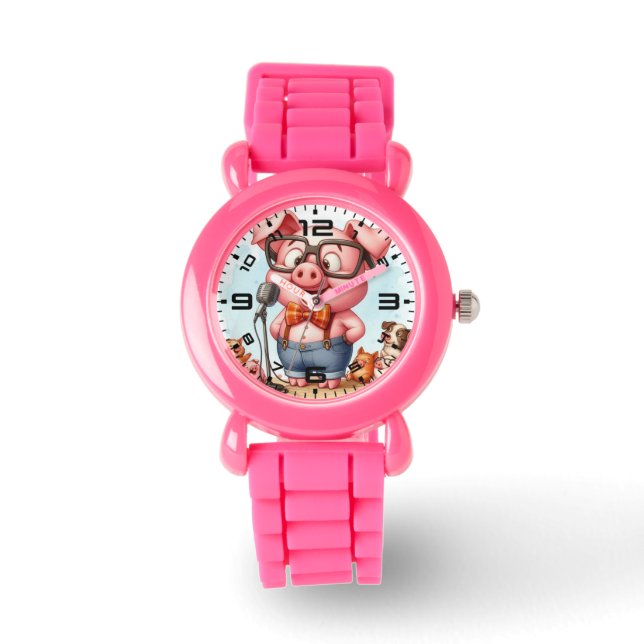 Funny Gris Kids Rosa Watch Armbandsur (Framsida)