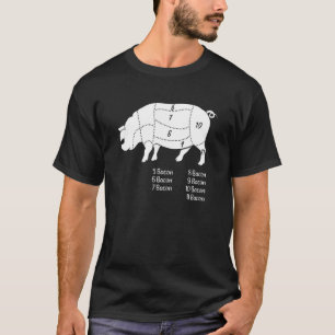 Funny Gris Kött Delar Bacon Barbecue T Shirt