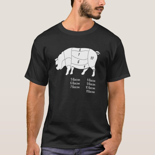 Funny Gris Kött Delar Bacon Barbecue T Shirt (Framsida)