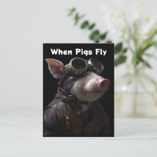 Funny Gris som Pilot Vykort