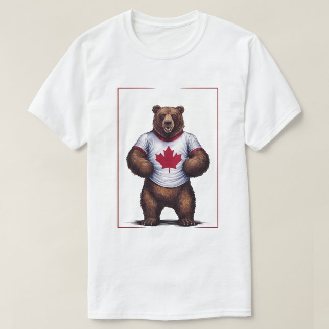 Funny Grizzly Bear Maple Löv Kanada-dagen T Shirt (Design framsida)