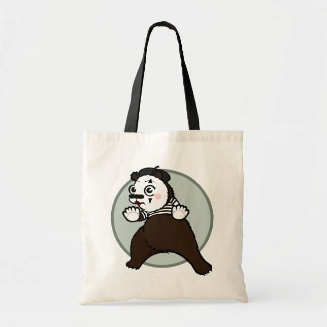 FUNNY GRIZZLY BEAR MIME TOTE BAG TYGKASSE (Framsidan)