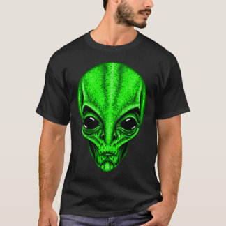 Funny Grönt Alien Head Cute Ufo T Shirt