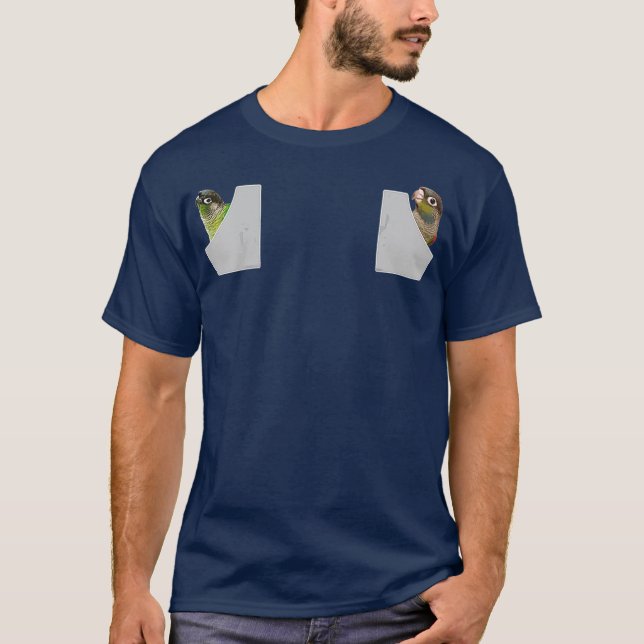 Funny Grönt Cheek Conure Shirt Cute Pocket T (Framsida)