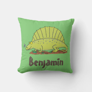 Funny grönt dimetrodon tecknad dinosaur kudde